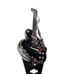 NWT Hot Buckles Guitar Belt Buckle Black Resin Silver Back Fender Rock Western