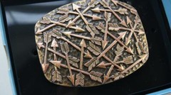 Nocona Western HAMMERED EDGE Belt Buckle Brass Copper Arrows 37714