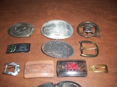 NICE LOT OF 11 belt buckles: BRASS, NICKEL, BRONZE,LEATHER, STEEL, METAL