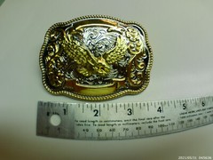 Belt Buckle BALD EAGLE Large 4&Prime; x 3&Prime; Western Cowboy Rodeo Silver Gold