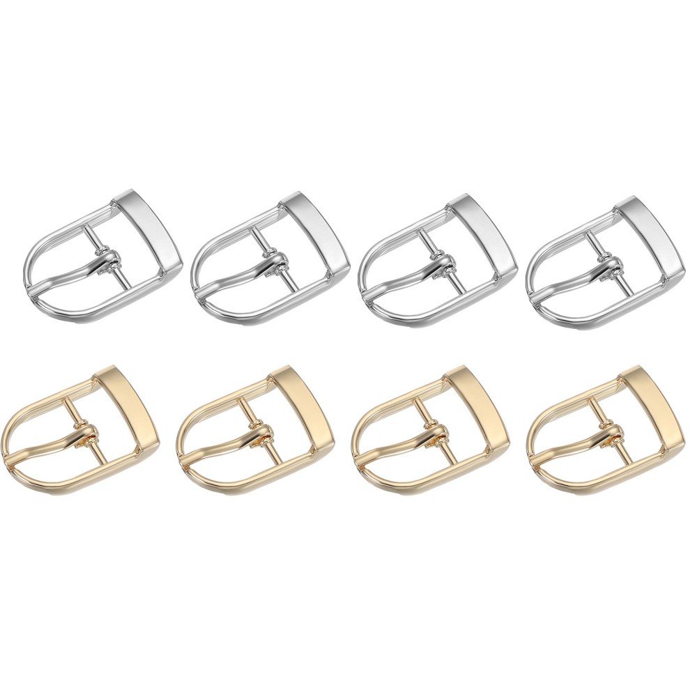 8Pcs 0.8&Prime; Single Prong Belt Buckle Metal Roller Buckle Silver/Light Gold