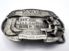 Dodge City Kansas SAM&rsquo;S SHOE STORE 1985 Pewter Belt Buckle Allen Cowboyboy Boots