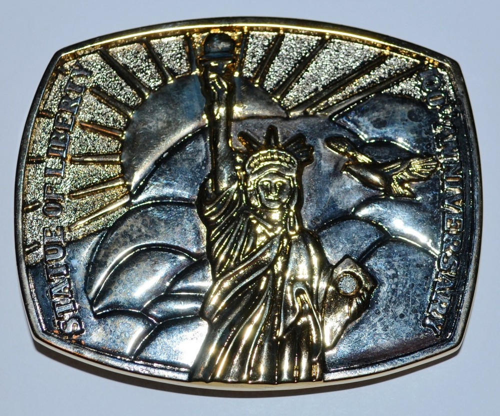 STATUE OF LIBERTY METAL BELT BUCKLE 100TH ANNIVERSARY