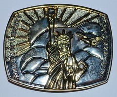 STATUE OF LIBERTY METAL BELT BUCKLE 100TH ANNIVERSARY