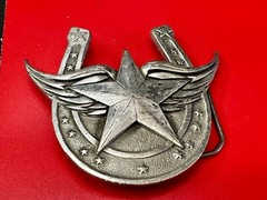 Lucky Star In Horseshoe Vintage 2004 Cutout Great American Products Belt Buckle