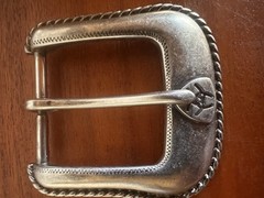 Vintage Ariat Western rope style Belt Buckle Silver Toned Rope Edge 2006