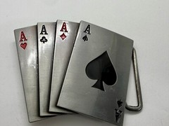 Poker Hand Four Aces – New Cutout Vegas Vibe Gambling Hand Belt Buckle