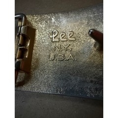 Vintage Lee NY USA Belt Buckle Gold Letter J Initial Silver Tone Enamel Mens