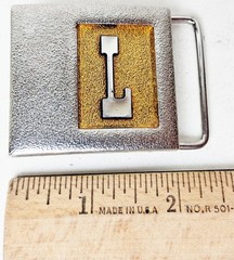 Vintage Lee Jeans L Initial Metal Belt Buckle Retro