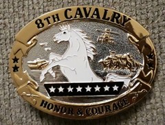 8th Cavalry Honor and Courage Army Solid Brass Belt Buckle (Oval)