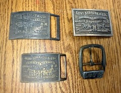 4 Vintage Belt Buckle Levi Strauss & Co Original Riveted Clothing Brass Tone USA