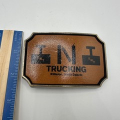 VTG TNT Trucking Williston North Dakota Belt Buckle Brass Tone Western Cowboy