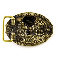 Brass belt buckle « 3D Klamra », Skull buckle, Ukrainian Molfar, Logo Klamra