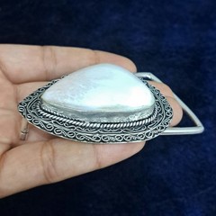 Scolecite Silver Plated Belt Buckle Handmade Natural Gemstone Western Boho Belt