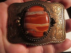 VINTAGE WESTER THEME BELT BUCKLE WITH AGATE STONE CENTER – GW-20
