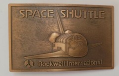 Vintage Space Shuttle Rockwell International Brass Belt Buckle 3 1/2&Prime; by 2 1/4&Prime;