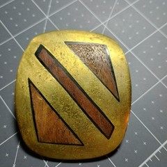 Buckle: Vintage Solid Brass With Wood Inlay.