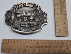 NORTH DAKOTA – 100th ANNIVERSARY – CENTENNIAL – #d – belt BUCKLE – listing #7204