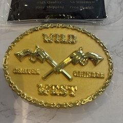 Custom Belt Buckle Shiny Gold , Oval Design