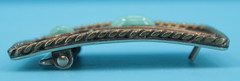 VTG Turquoise Etched Silver & Gold Tone Western Belt Buckle