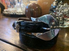 XXL Pat Areias Sterling Silver 14K James Reid Style Belt Buckle 29-31-1.5”🐊✅ Nu