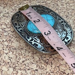 Turquoise Stone Silver Western Southwest men unisex Belt Buckle Ranch Wear Rodeo