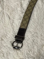 GUCCI Pre-Owned Gg Pattern Leather Belt Striped All Over Men&rsquo;S