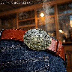 GRAERRY Western Belt Buckle for Men Women Initial Letters ABCDJMR Medium, J