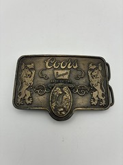 Vintage Coors Banquet Beer Belt Buckle Bottle Opener Made In USA 3.5” X 2.5”