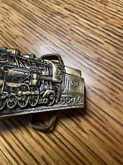 Vintage Solid Brass Train Engine Locomotive Brass Belt Buckle 5321