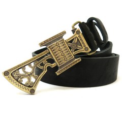 Runic Axe brass belt buckle, Medieval military weapon ax solid brass belt buckle