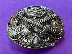 Crossed Sword&rsquo;s Weapon Gothic Punk Vibe Silver Color Silver Dagger Belt Buckle