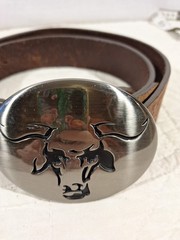 Justin TROPHY BULL Buckle On Genuine Leather Belt