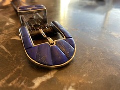 James Reid Sterling Silver Lapis Lazuli Stone Row belt buckle set ✅