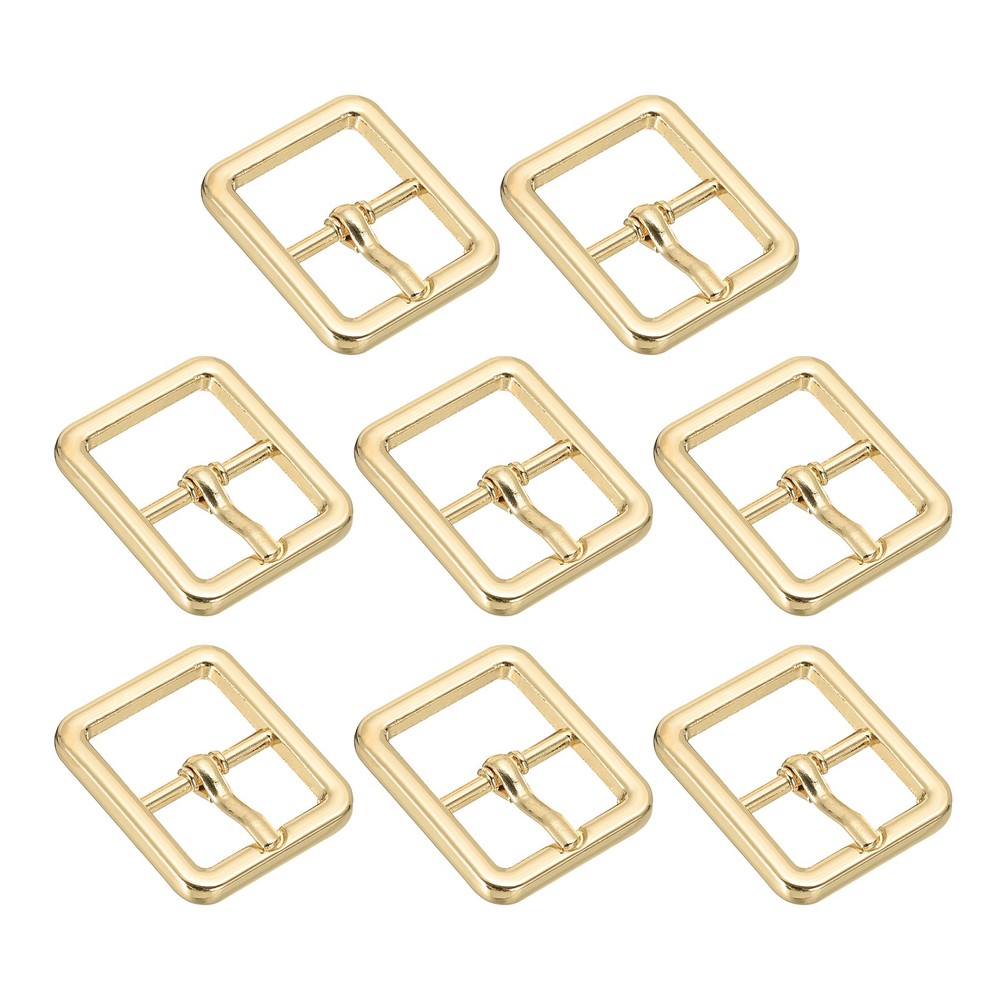 8Pcs 0.75&Prime; Single Prong Belt Buckle Square Center Bar Buckles, Light Gold