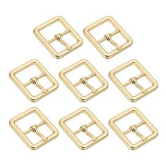 8Pcs 0.75&Prime; Single Prong Belt Buckle Square Center Bar Buckles, Light Gold