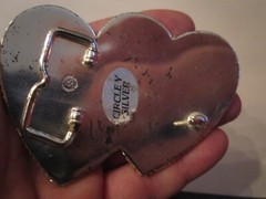 GERMAN SILVER DOUBLE HEART WESTERN DESIGN BELT BUCKLE – GW-9
