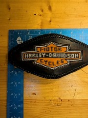 Vintage Leather Beaded Harley Belt Buckle Leather Back 1970s Possibly 1 Of 1