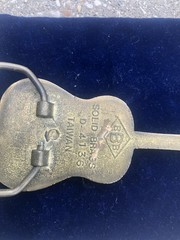 Vintage 1979 Solid Brass Baron Buckle Belt Buckle Country Western Guitar B1