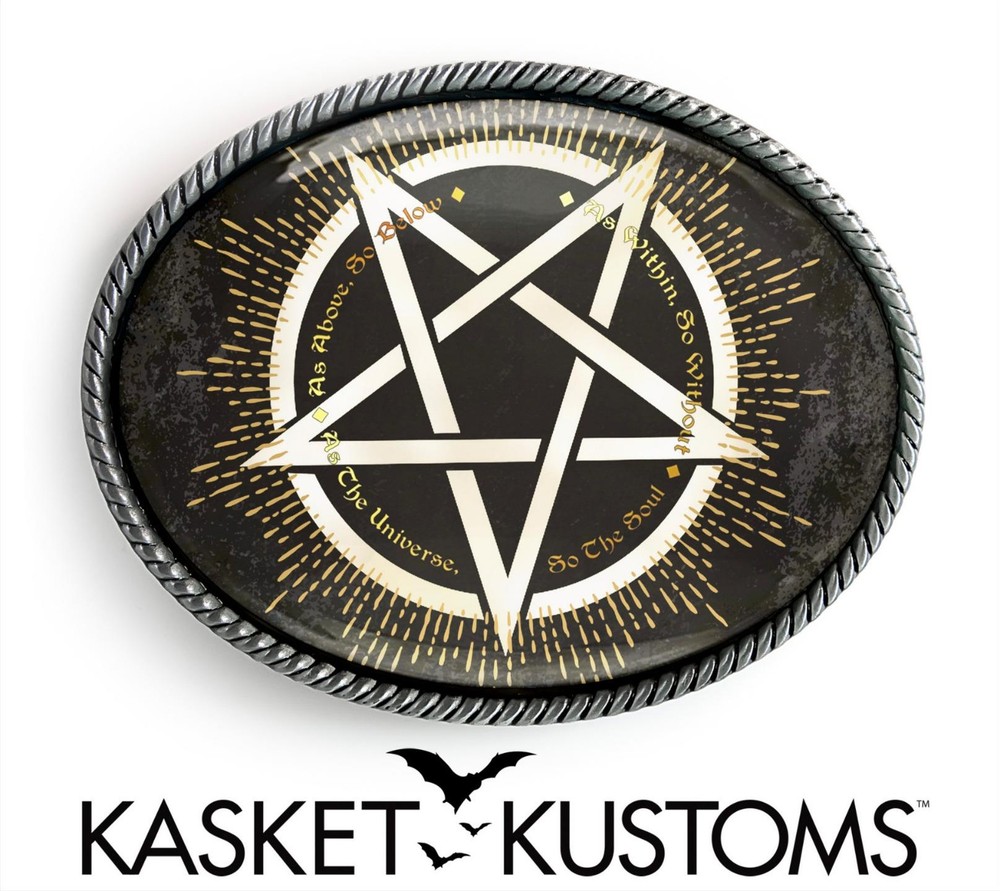 Hermetic Pentagram Belt Buckle – Ancient Esoteric Inscription Buckle – 921-SO
