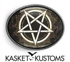 Hermetic Pentagram Belt Buckle – Ancient Esoteric Inscription Buckle – 921-SO