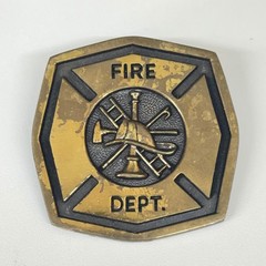 Vintage 1978 BTS Solid Brass Fire Dept Belt Buckle Made in USA Firefighter