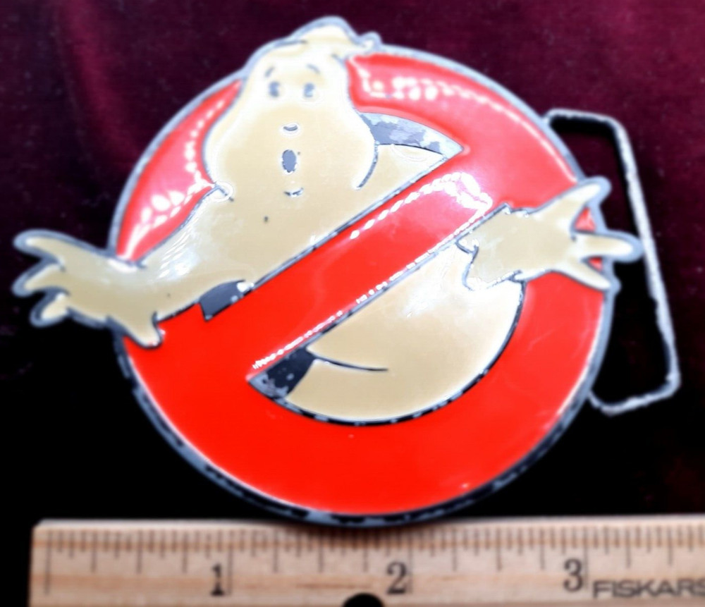 Vintage Ghostbusters 2&Prime; Belt Buckle Used Retro Logo Style Enamel 2009 Columbia