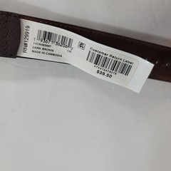 Club Room Belt Mens Large 38-40 Brown Faux Leather Brogue Casual Gold Buckle NEW