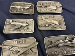 Vintage Buckle Connection Belt Buckles Military Aircraft Lot Of 6 WW2 Planes