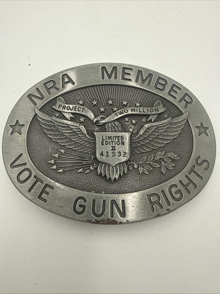 Vintage Limited Edition Numbered NRA Member Vote Gun Rights Pewter Belt Buckle