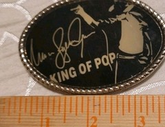 VINTAGE MICHAEL JACKSON KING OF POP CHROME BELT BUCKLE Has Scratches See Pics