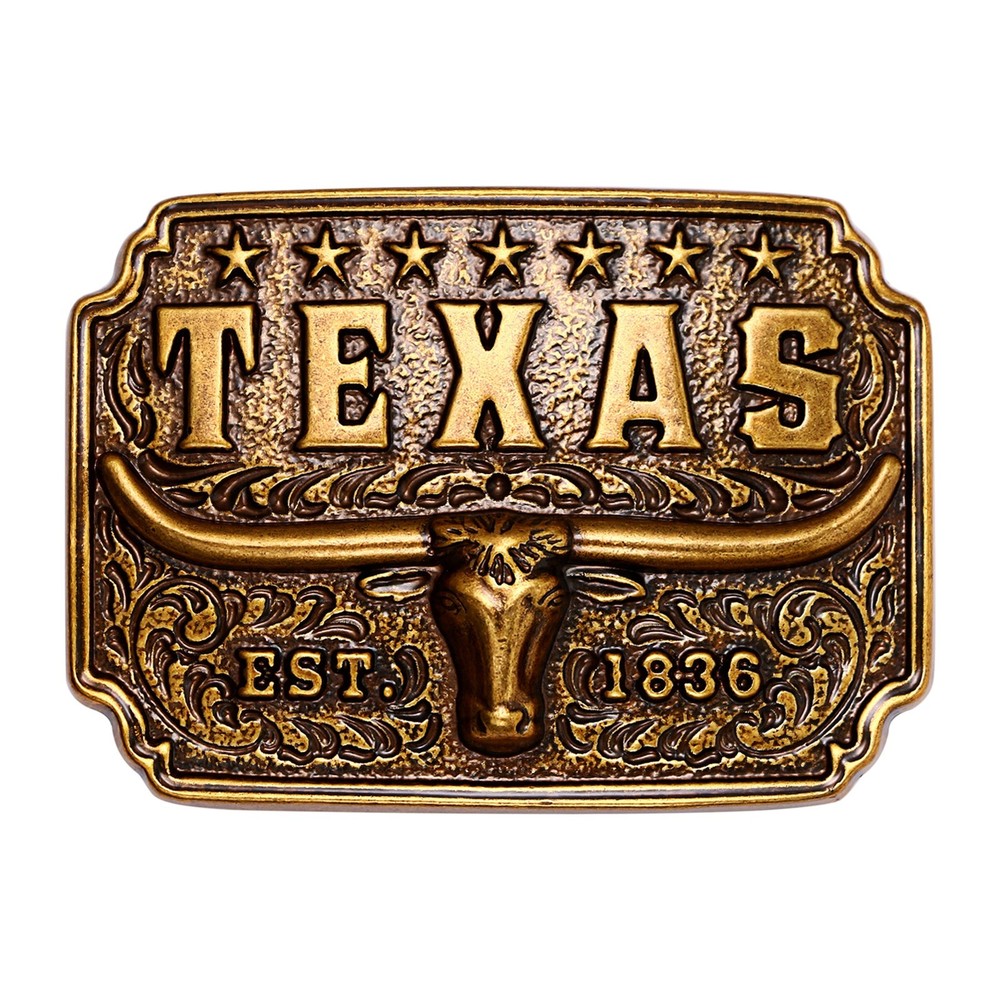 1836 TEXAS Bull Skull Alloy Belt Buckle Western Cowboy Unisex Vintage Rodeo Gift