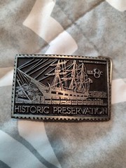 The Charles W. Morgan U.S. 8 cents Historic Preservation Belt Buckle Pure Pewter