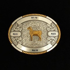 Crumrine Trophy Buckle Oval Gold SHEEP Ribbons Belt Buckle 38678